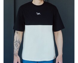 Фото - Футболка двухцветная Staff black & milk logo oversize - Men box