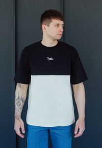 Фото - Футболка двухцветная Staff black & milk logo oversize - Men box