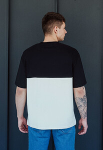 Фото - Футболка двухцветная Staff black & milk logo oversize - Men box