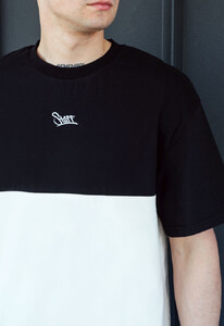 Фото - Футболка двухцветная Staff black & milk logo oversize - Men box