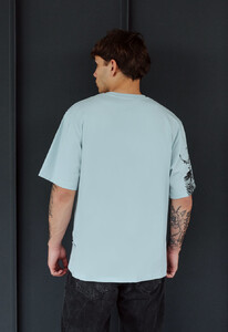 Фото - Футболка голубая с принтом Staff warrior oversize - Men box