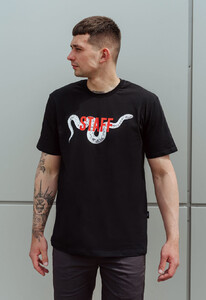 Фото - Футболка чорна зі змією Staff white snake logo - Men box