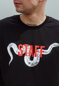 Фото - Футболка чорна зі змією Staff white snake logo - Men box