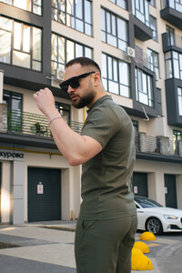 Фото - Поло Intruder Flax лляне кольору хакі на кнопках - Men box