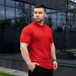 Фото - Поло чоловіче Pobedov Loft однотонне червоне - Men box