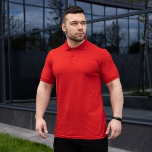 Фото - Поло чоловіче Pobedov Loft однотонне червоне - Men box