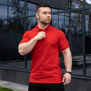 Фото - Поло чоловіче Pobedov Loft однотонне червоне - Men box