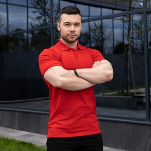 Фото - Поло чоловіче Pobedov Loft однотонне червоне - Men box
