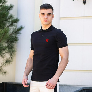 Фото - Футболка-поло Pobedov Loft черная с гербом Украины - Men box