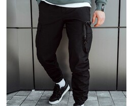Фото - Штаны черные с карманами Staff cargo SJ black - Men box