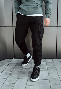 Фото - Штаны черные с карманами Staff cargo SJ black - Men box