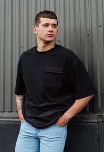 Фото - Футболка черная с карманом Staff ld pocket oversize - Men box