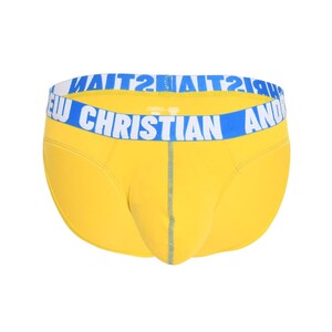 Фото - Бріфи від Andrew Christian жовті з блакитною резинкою - Men box