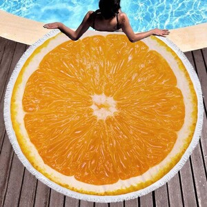 Фото - Круглий пляжний килимок Shamrock із 3D принтом "Апельсин" - Men box