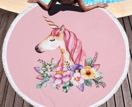 Фото - Пляжное полотенце от бренда Shamrock розовое с единорогом - Men box