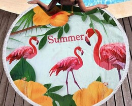 Фото - Пляжное полотенце круглой формы Shamrock с фламинго - Men box