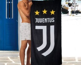 Фото - Полотенце для мужчин от Shamrock черное с лого Juventus - Men box
