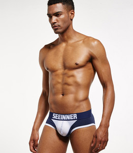 Фото - Мужские брифы Seeinner темно-синие с белой вставкой - Men box