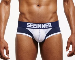 Фото - Мужские брифы Seeinner темно-синие с белой вставкой - Men box