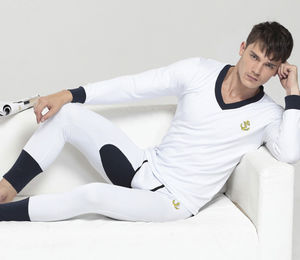 Фото - Мужская пижама SuperBody белая с темно-синими вставками - Men box