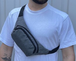 Фото - Базова чоловіча сумка-бананка Intruder сірого кольору - Men box