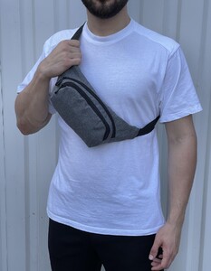 Фото - Базова чоловіча сумка-бананка Intruder сірого кольору - Men box