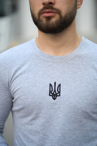 Фото - Базовый серый лонгслив Intruder Pulse с гербом Украины - Men box