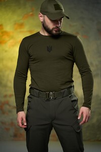 Фото - Молодіжний лонгслів Intruder Pulse кольору хакі з вишивкою - Men box