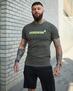 Фото - Чоловіча патріотична футболка Intruder кольору хакі з принтом Ukrainian - Men box