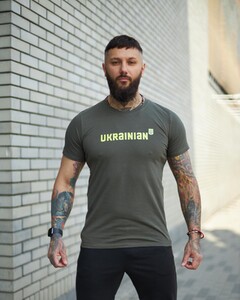 Фото - Чоловіча патріотична футболка Intruder кольору хакі з принтом Ukrainian - Men box