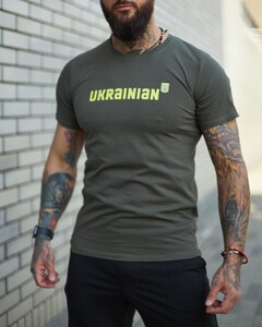 Фото - Чоловіча патріотична футболка Intruder кольору хакі з принтом Ukrainian - Men box