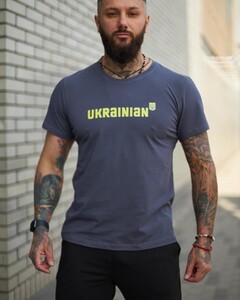 Фото - Патріотична футболка темно-синя Intruder з жовтим лого Ukrainian - Men box