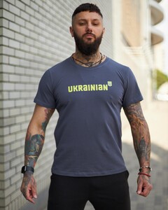 Фото - Патріотична футболка темно-синя Intruder з жовтим лого Ukrainian - Men box