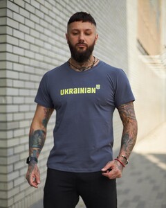 Фото - Патріотична футболка темно-синя Intruder з жовтим лого Ukrainian - Men box