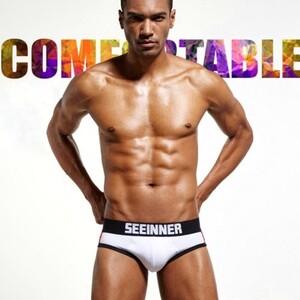 Фото - Белые мужские брифы Seeinner с черным поясом - Men box