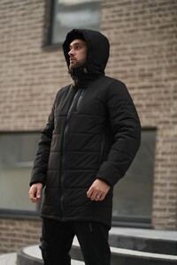 Фото - Подовжена куртка Intruder чорного кольору Fusion - Men box