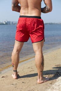 Фото - Чоловічі пляжні шорти Intruder червоні з чорним кантом - Men box