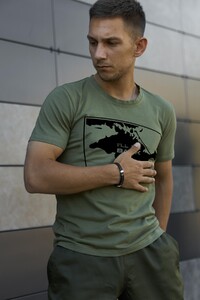 Фото - Бавовняна чоловіча футболка кольору хакі Intruder з лого I`ll be back - Men box