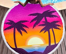 Фото - Рушник круглої форми Shamrock із зображенням заходу сонця - Men box