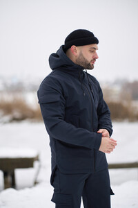 Фото - Тепла чоловіча куртка Intruder Softshell синього кольору - Men box