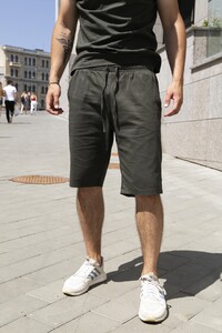 Фото - Чоловічі льняні шорти "Flax" кольору хакі від Intruder - Men box
