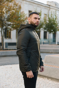 Фото - Утеплений анорак Intruder темно-зеленого кольору - Men box