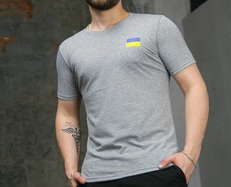Фото - Сіра патріотична чоловіча футболка від Intruder з прапором - Men box