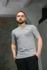 Фото - Сіра патріотична чоловіча футболка від Intruder з прапором - Men box