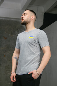 Фото - Сіра патріотична чоловіча футболка від Intruder з прапором - Men box
