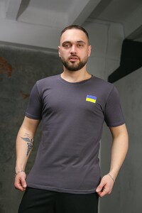 Фото - Чоловіча футболка з патріотичним принтом Intruder у кольорі графіт - Men box