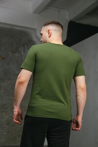 Фото - Бавовняна чоловіча футболка Intruder кольору хакі з прапором на грудях - Men box