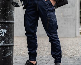Фото - Чоловічі штани Intruder Storm темно-сині зі стрейч-котону - Men box