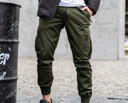 Фото - Карго-джогери Intruder Storm кольору хакі з кишенями - Men box