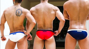 Фото - Мужские белые плавки со шнуровкой Sport Line - Men box
